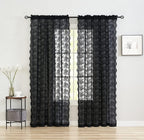 Black Sheer Curtains - 84 Inch Long Old Fashion Goth Curtains for Living Room Victorian Black Lace Window Curtains with Rod Pocket