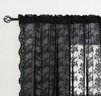 Black Sheer Curtains - 84 Inch Long Old Fashion Goth Curtains for Living Room Victorian Black Lace Window Curtains with Rod Pocket