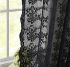 Black Sheer Curtains - 84 Inch Long Old Fashion Goth Curtains for Living Room Victorian Black Lace Window Curtains with Rod Pocket