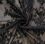Black Sheer Curtains - 84 Inch Long Old Fashion Goth Curtains for Living Room Victorian Black Lace Window Curtains with Rod Pocket