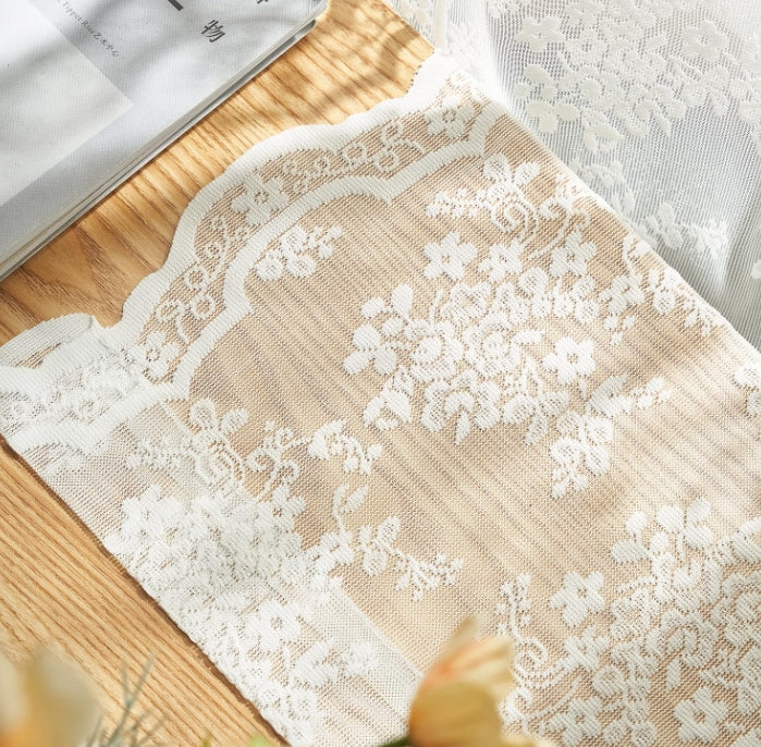 Vintage Lace Curtains 84 Inches Long-Romantic Flowers and Branch Sheer Lacy Curtains for Living Room French Door 1 Pair Rod Pocket, 52 x 84 Inch Ivory