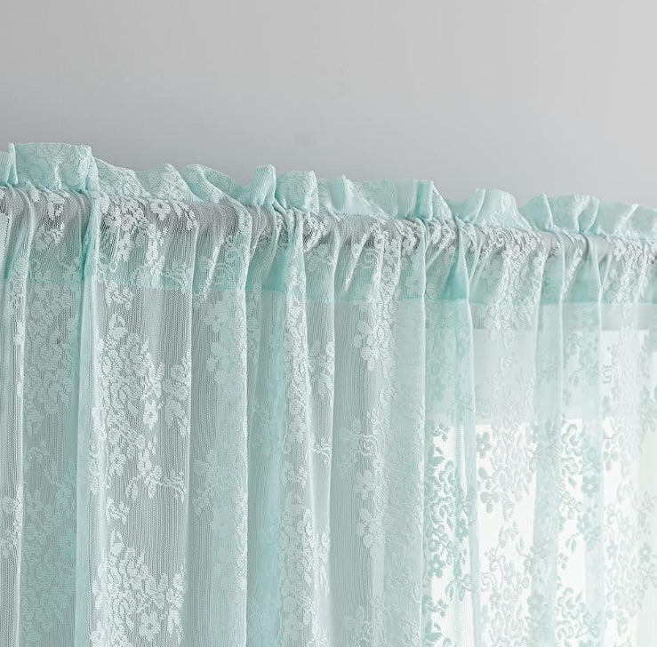 Seafoam Sheer Window Curtain Panel Pair for Living Room Bedroom Boho Semi Sheer Draperiess Nursery Gauze Curtains Boy Beach Room Decor 52" W x 96" L Mint Green