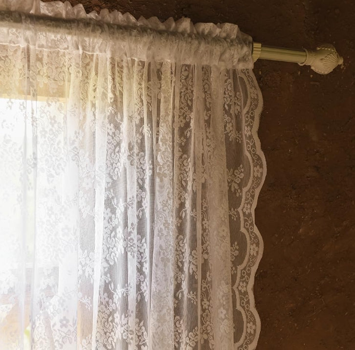 White Sheer Curtains 108 inches Long Set of 2 Embroidered Farmhouse Extra Floor to Ceiling Lace Voile for Patio Sliding Door Living Room Privacy 9ft 104 Wide Panels