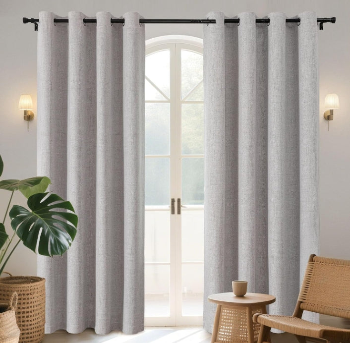 100% Blackout Curtains 84 Inch Length 2 Panels Set, Room Darkening Curtains for Bedroom, Grommets 100% Black Out Textured Thermal Light Blocking Drapes Privacy Protection, 52W x 84L Inch