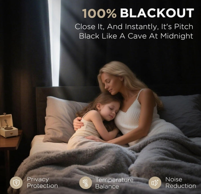 100% Blackout Curtains 84 Inch Length 2 Panels Set, Room Darkening Curtains for Bedroom, Grommets 100% Black Out Textured Thermal Light Blocking Drapes Privacy Protection, 52W x 84L Inch