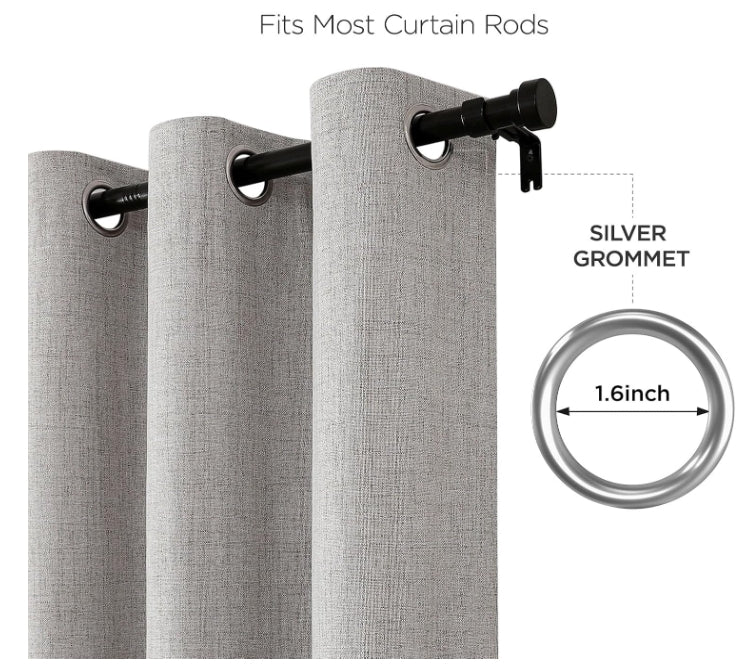 100% Blackout Curtains 84 Inch Length 2 Panels Set, Room Darkening Curtains for Bedroom, Grommets 100% Black Out Textured Thermal Light Blocking Drapes Privacy Protection, 52W x 84L Inch
