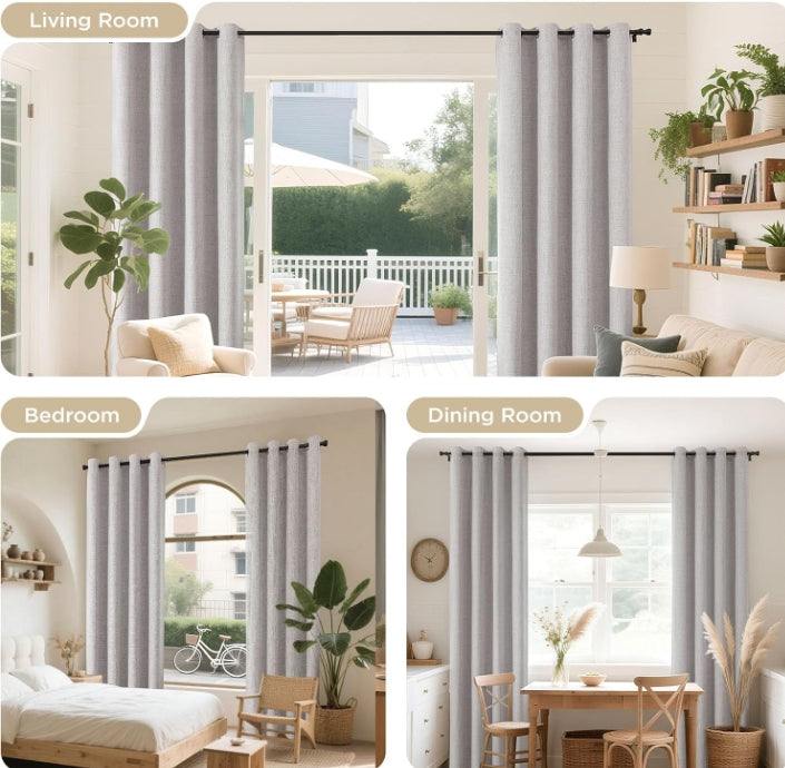 100% Blackout Curtains 84 Inch Length 2 Panels Set, Room Darkening Curtains for Bedroom, Grommets 100% Black Out Textured Thermal Light Blocking Drapes Privacy Protection, 52W x 84L Inch